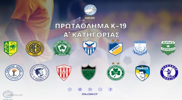 Το πρόγραμμα του Πρωταθλήματος Κ19